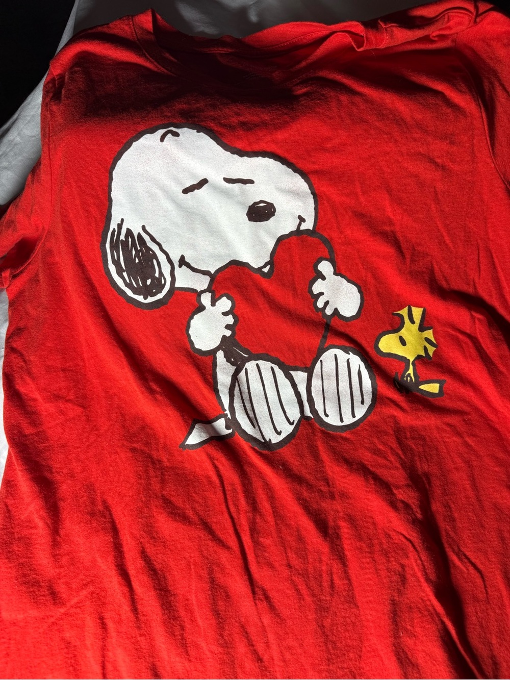 Snoopy Heart Graphic Tee - Red- Large